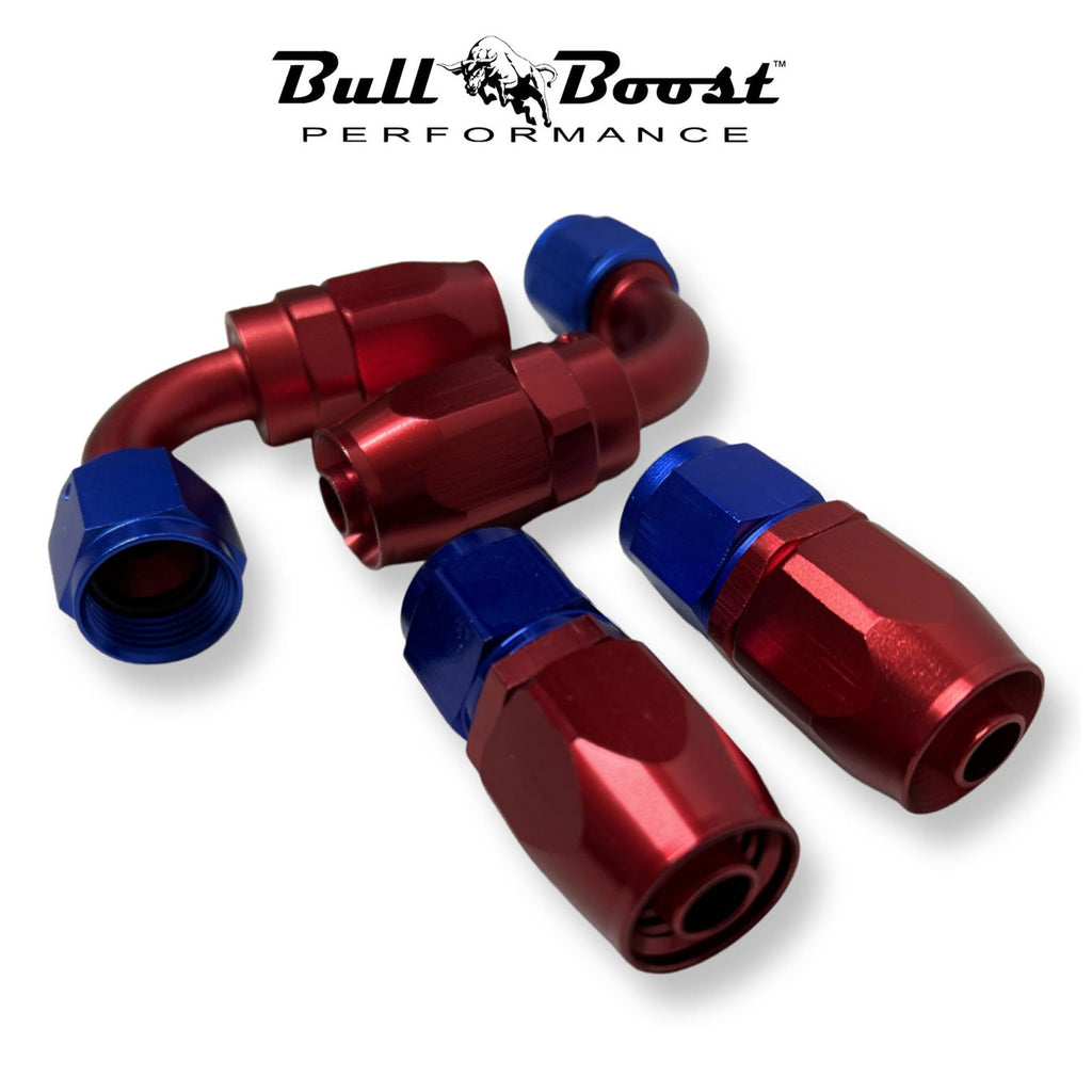 8AN 90 Degree Billet Swivel Seal Braided Steel Hose End Fitting Oil/Fuel/Water KIT - Bull Boost Performance