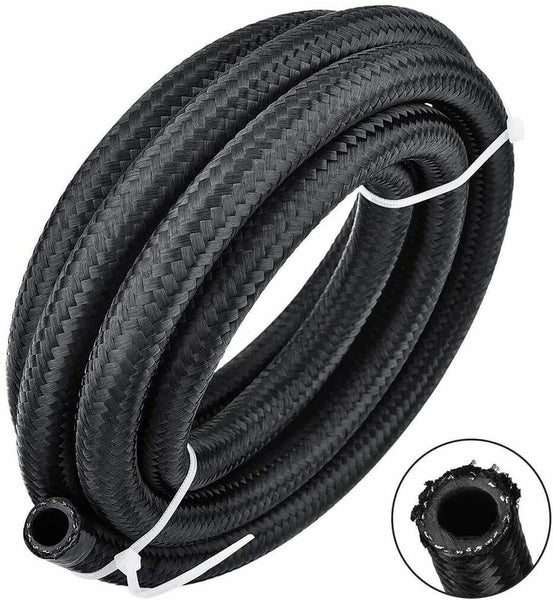 AN16 16AN Black Nylon Braided Stainless Steel Hose / Sold Per Foot - Bull Boost Performance