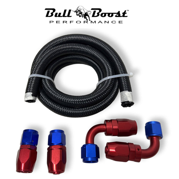 AN10 -10AN Fitting Stainless Steel Braided Oil Fuel Hose Line Kit 5Feet - Bull Boost Performance